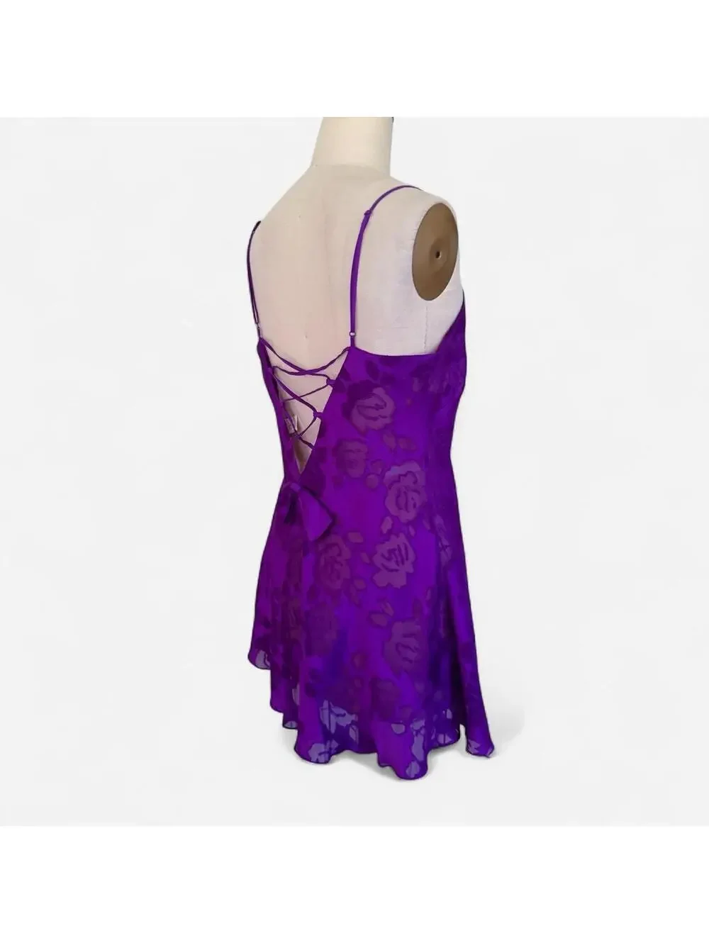 Victoria's Secret Y2K Purple Rose Burnout Slip Dress